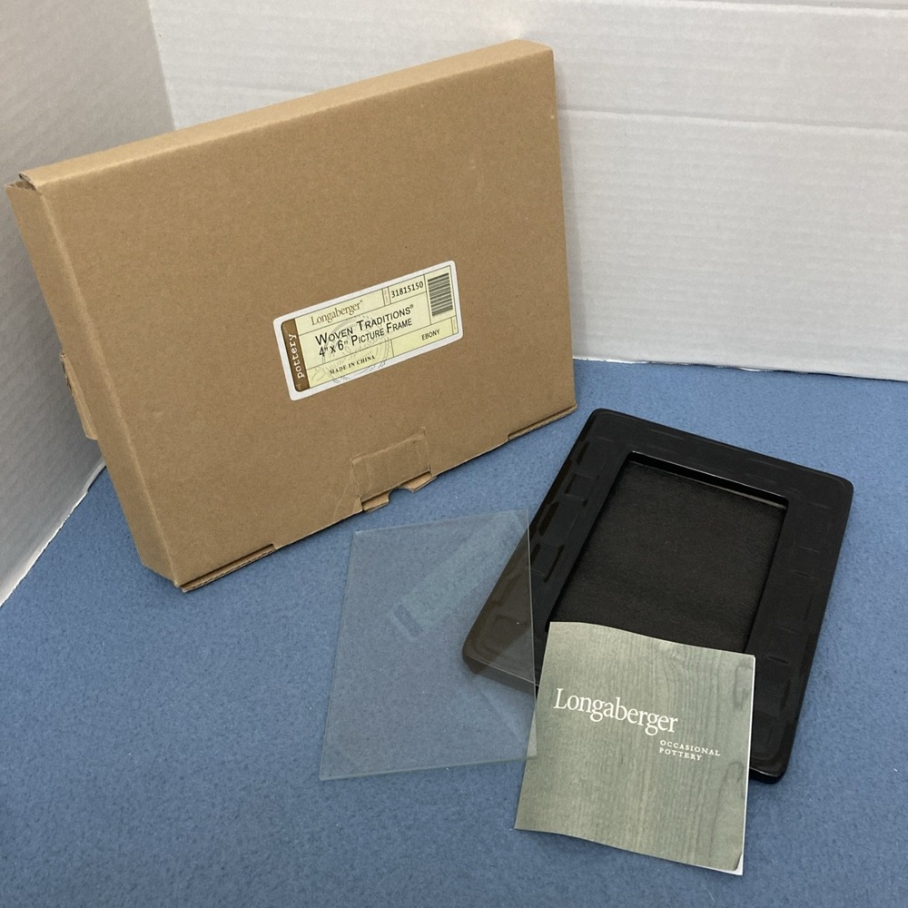 NIB Longaberger Pottery Ebony Woven Traditions 4" x 6" Picture‎ Frame (31815150)